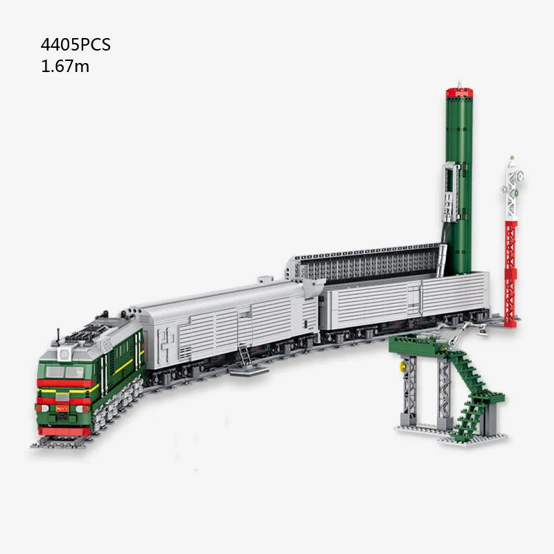 Guerra Mundial Unión Soviética SS-24 vehículo misil tren ferroviario modelo de construcción bloque de construcción WW2 figura del ejército juguete de ladrillo para regalo