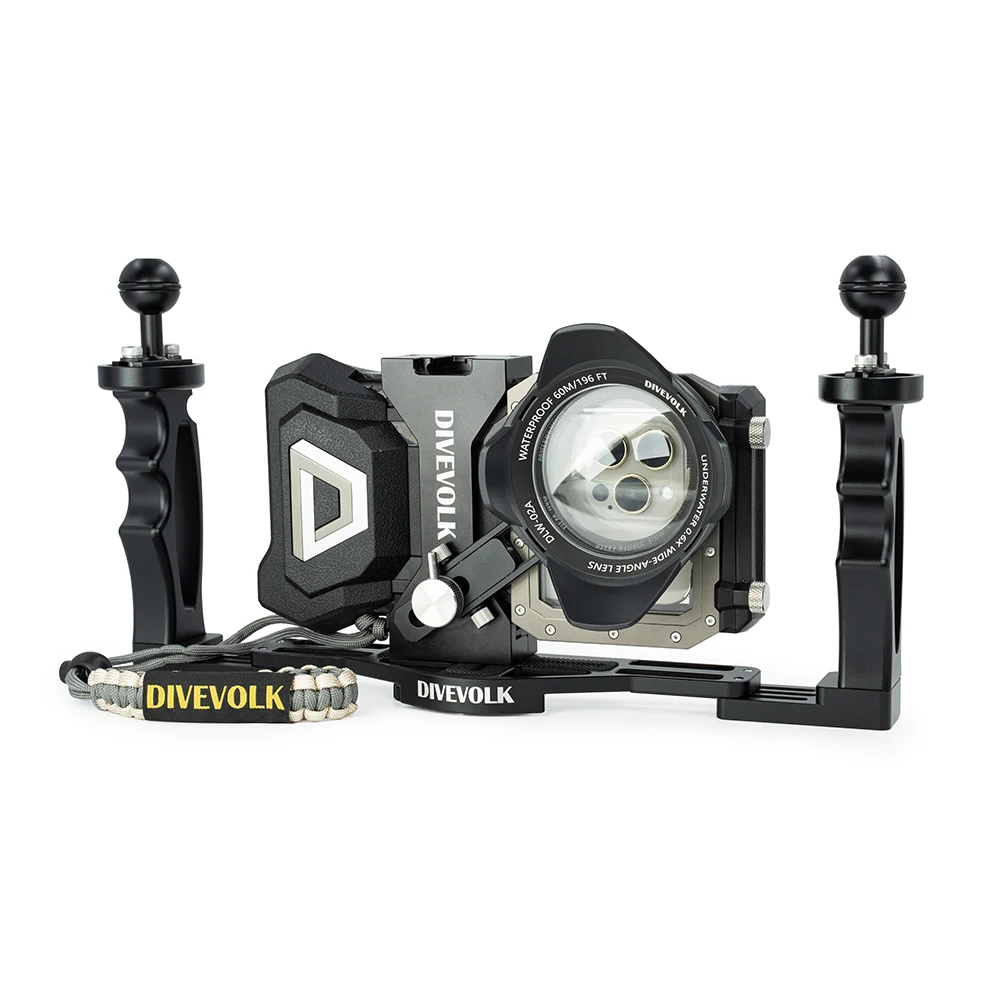 DIVEVOLK SeaTouch 4 MAX Kit Including 0.6X Wide Angle Lens, Expansion Clamp and Dual Handle Tray