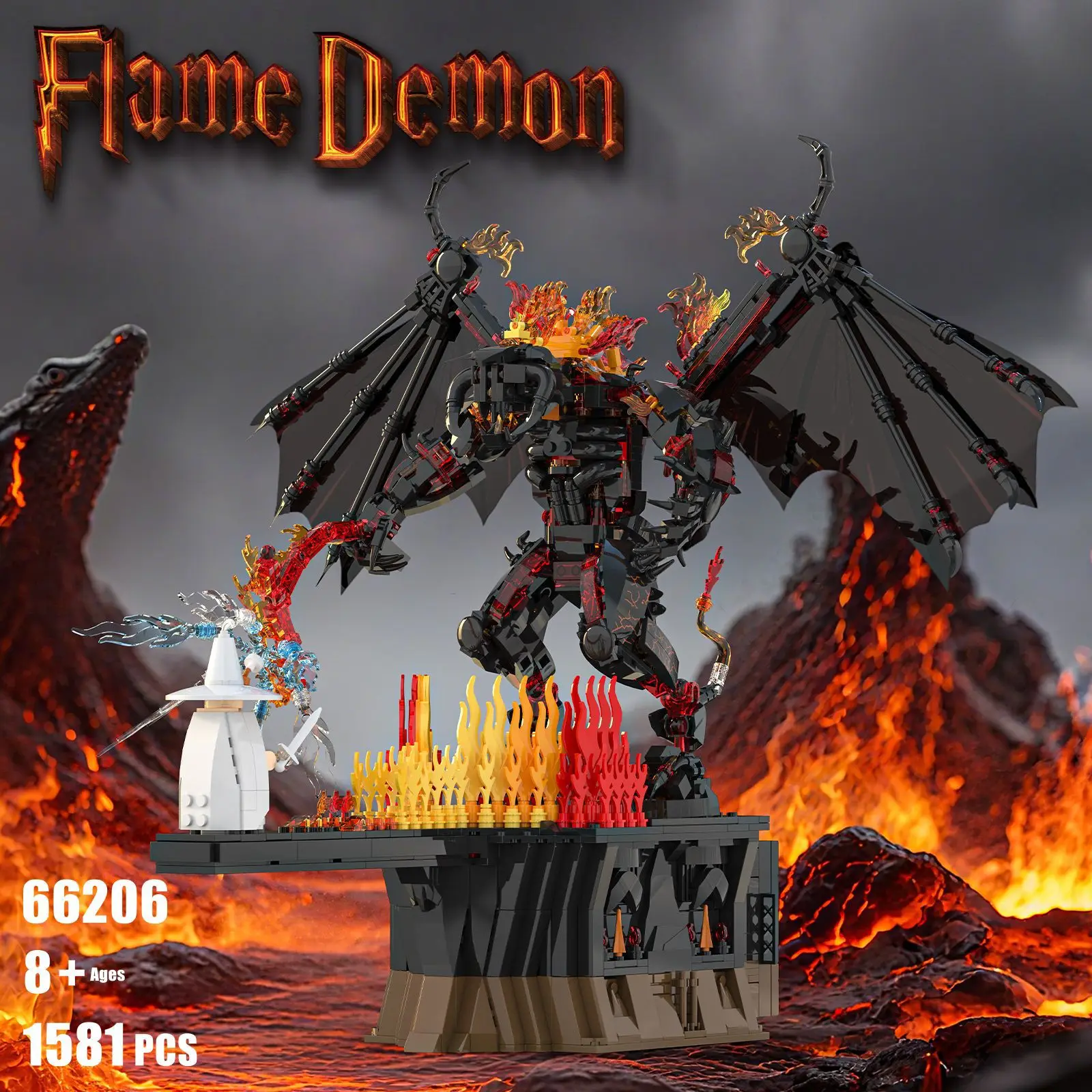 

1581pcs Classic Movie Devil Scene Model Flame Devil Building Set Adult Boy Toy Gift Ornament