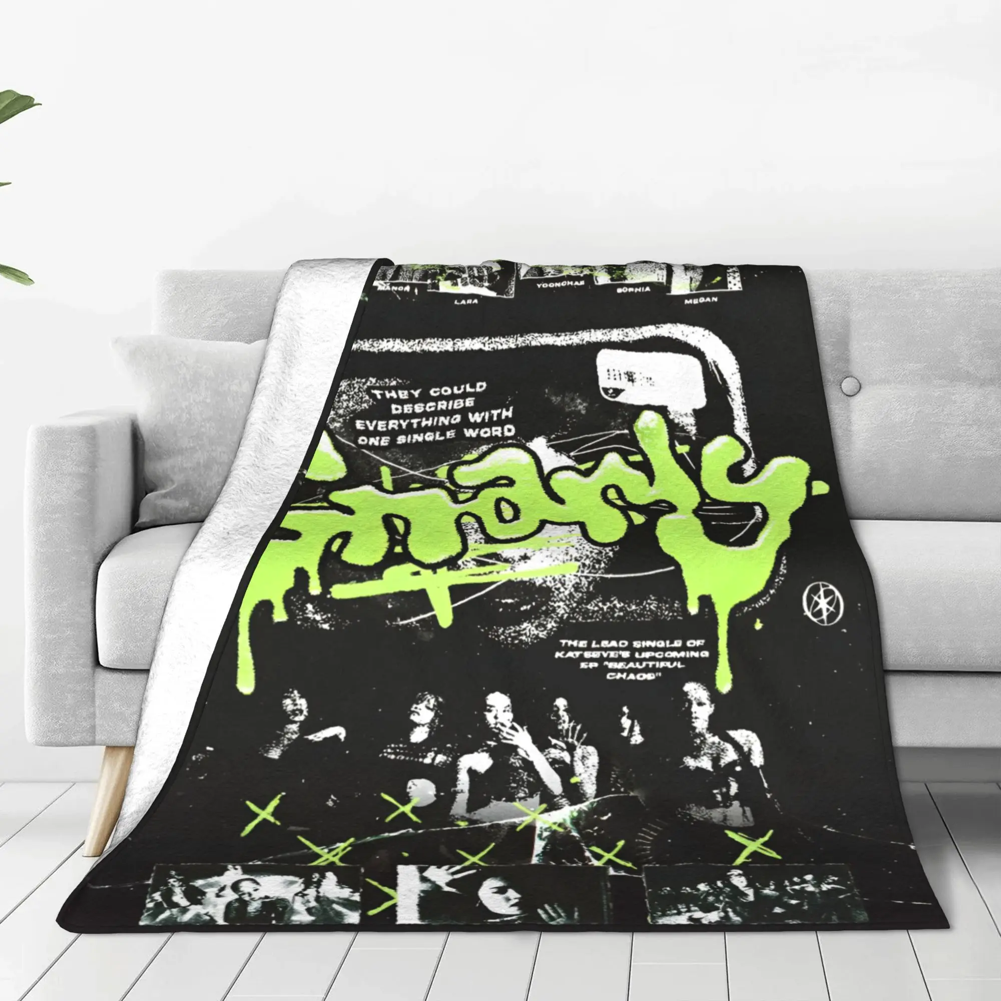 Korean Style KATSEYE Gnarly  Blanket  Soft Street Trend Plush Throw Blanket For Children Outdoor Flannel Bedspread Bed Cover