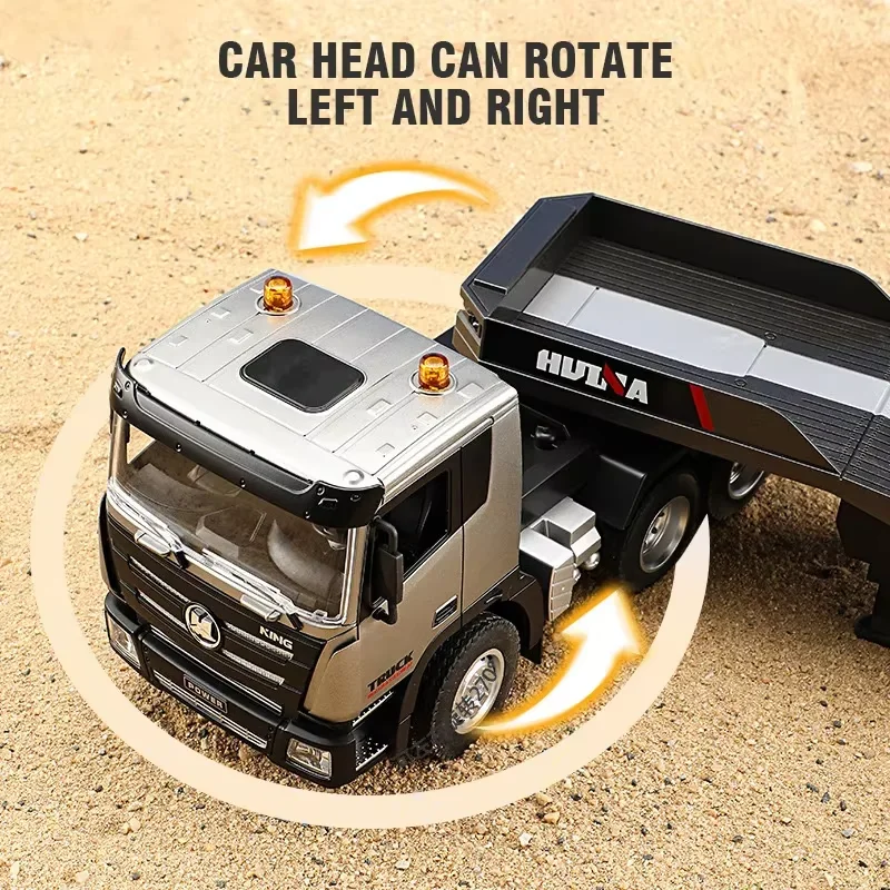 Huina 1318 RC Flat Truck Model 1:24 Alloy Engineer Vehicle 2.4G Remote Control Car 9Channels Radio Controlled Trailer Toys for B