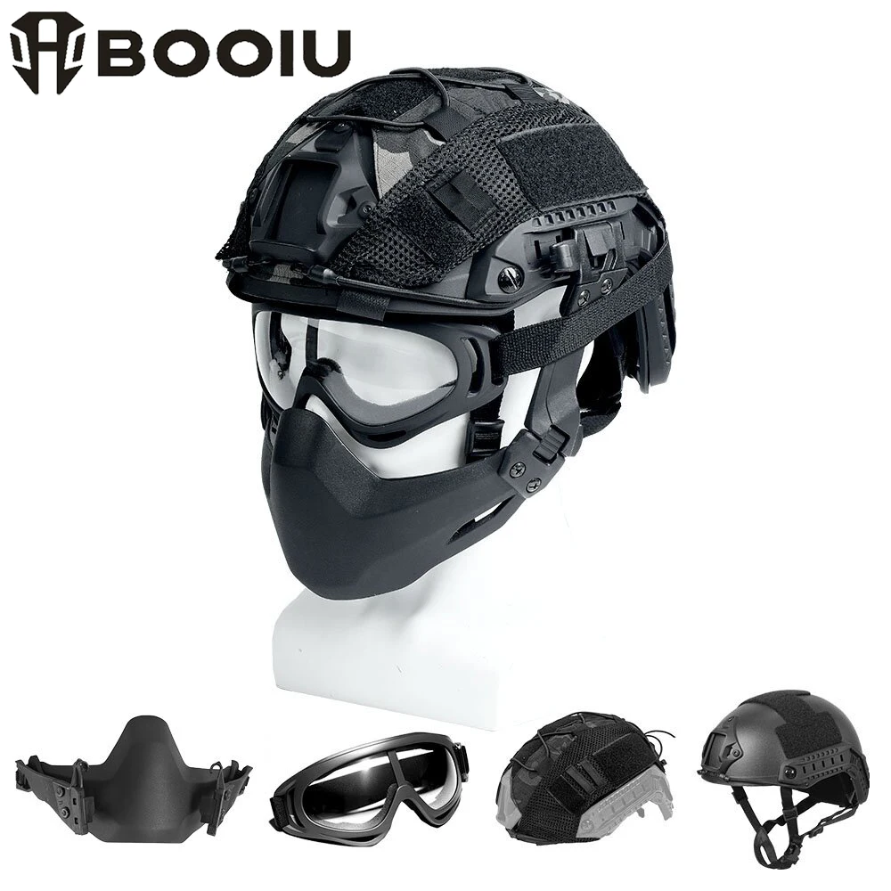 booiu-tactical-fast-mh-pj-helmet-set-abs-mask-goggle-helmet-cover-combination-outdoor-shooting-cs-safety-protective-equipment