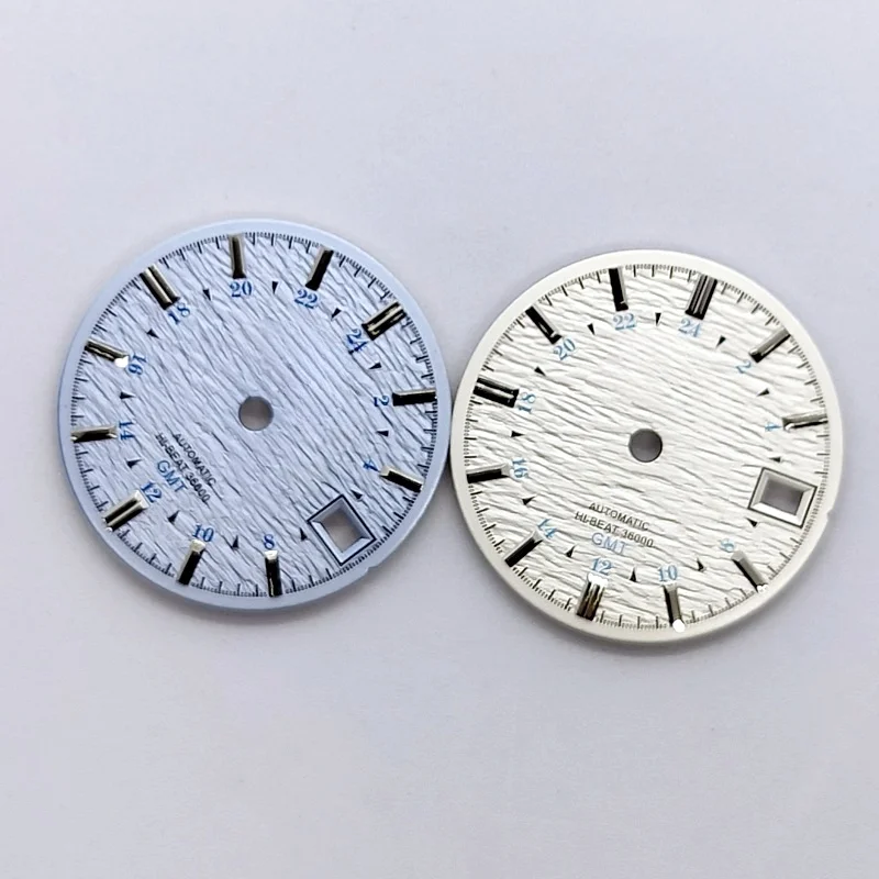 NH34 Dial White Blue Black GS Dial No Luminous for GMT NH34/NH35 Movement Watch MOD Accessories Watch Dial 28.5mm