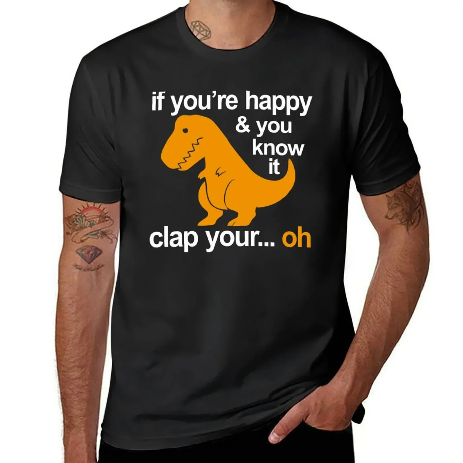 T-Rex clap your hands T-Shirt vintage t shirts boys whites summer clothes plain black t shirts men