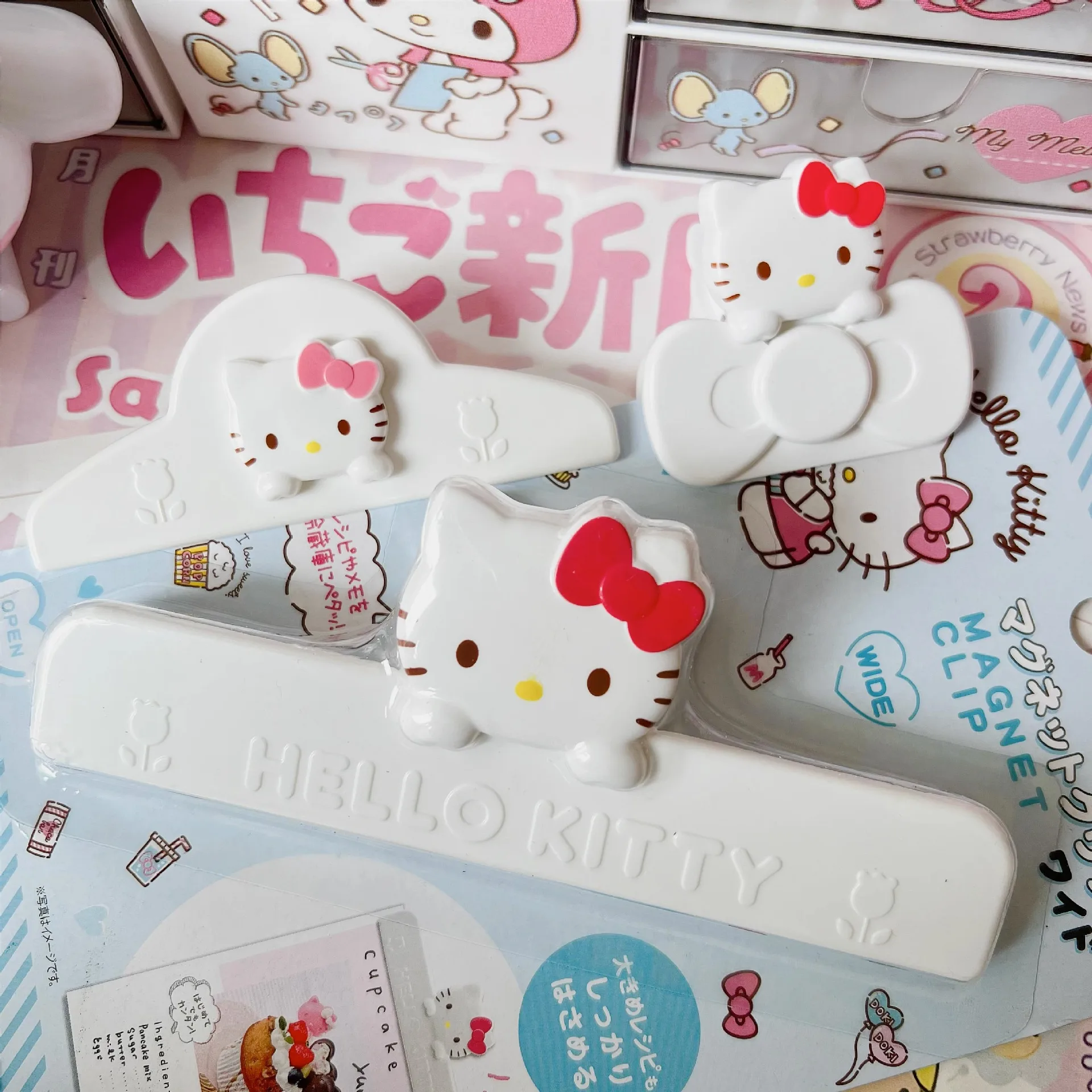 Cartoon Sanrio Hello Kitty Seal Clips Cute My Melody Folder Snack Sealing Clip Refrigerator Magnet Toys Girls Birthday Gifts