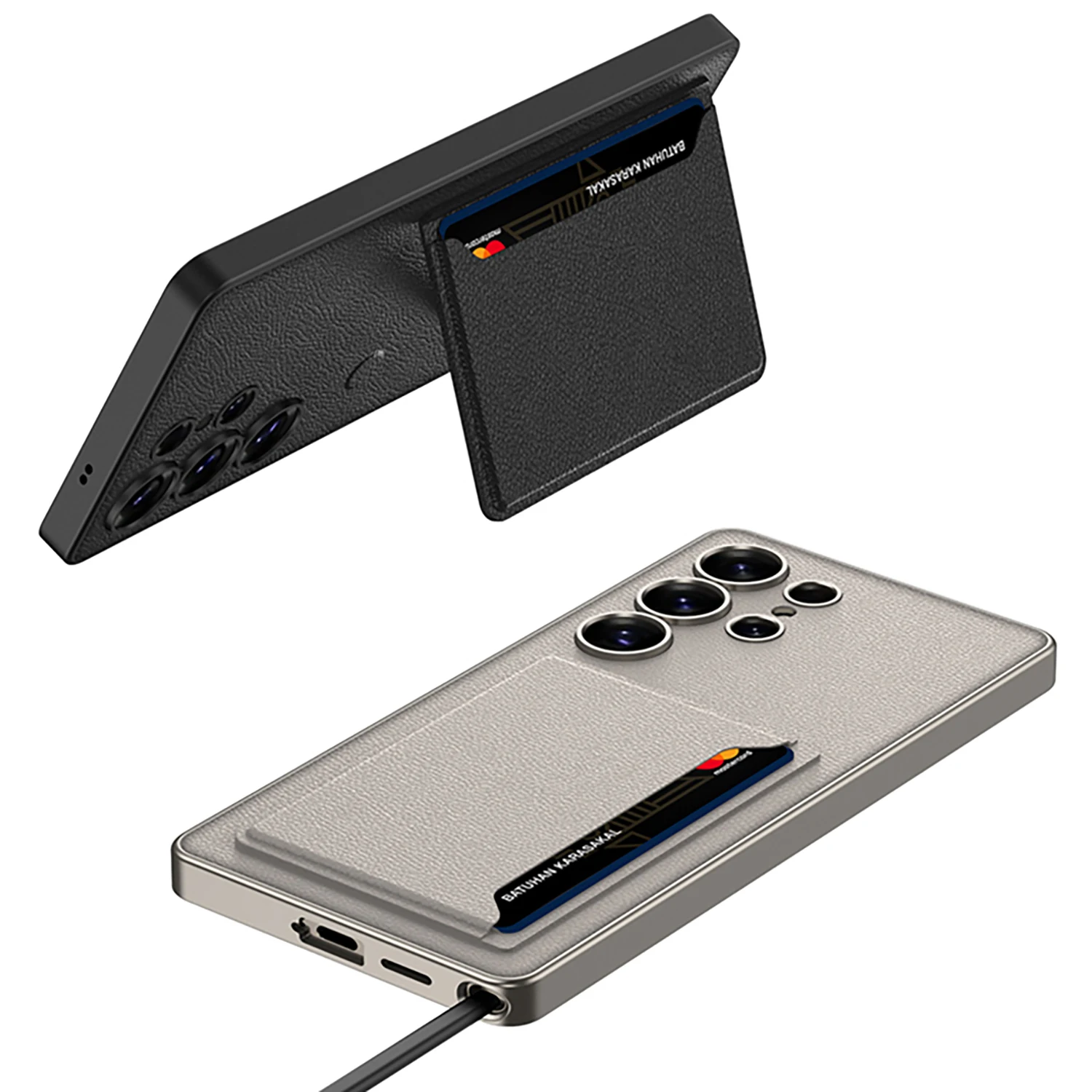 Luxury PU Leather Hard PC Shockproof Phone Cover for Samsung Galaxy S25 Ultra Case with Card Bag
