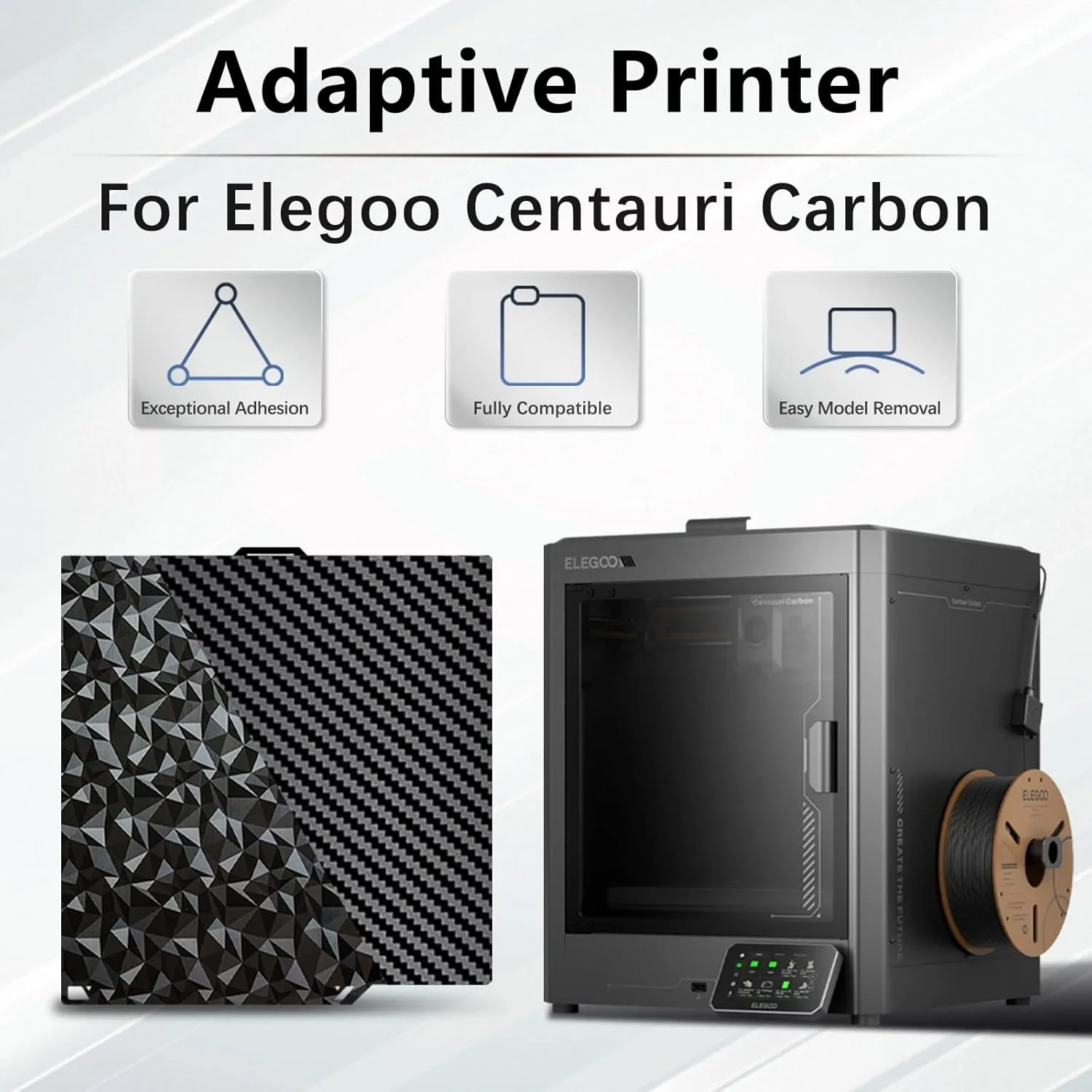 Centauri Carbon/CC 2 Druckplatte Glatte PET PEO Folie für Elegoo Centauri 260x271mm Doppelseitige Diamant+Carbon Flexible Platte – Detail 2