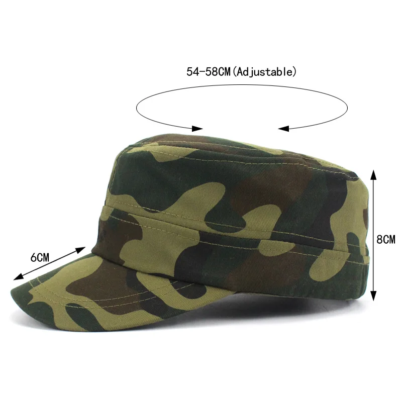 Camouflage Men\'s Vintage Baseball Caps Cotton Flat Cap Adjustable Outdoor Breathable Visor Sun Protective Casual Hat Men Women