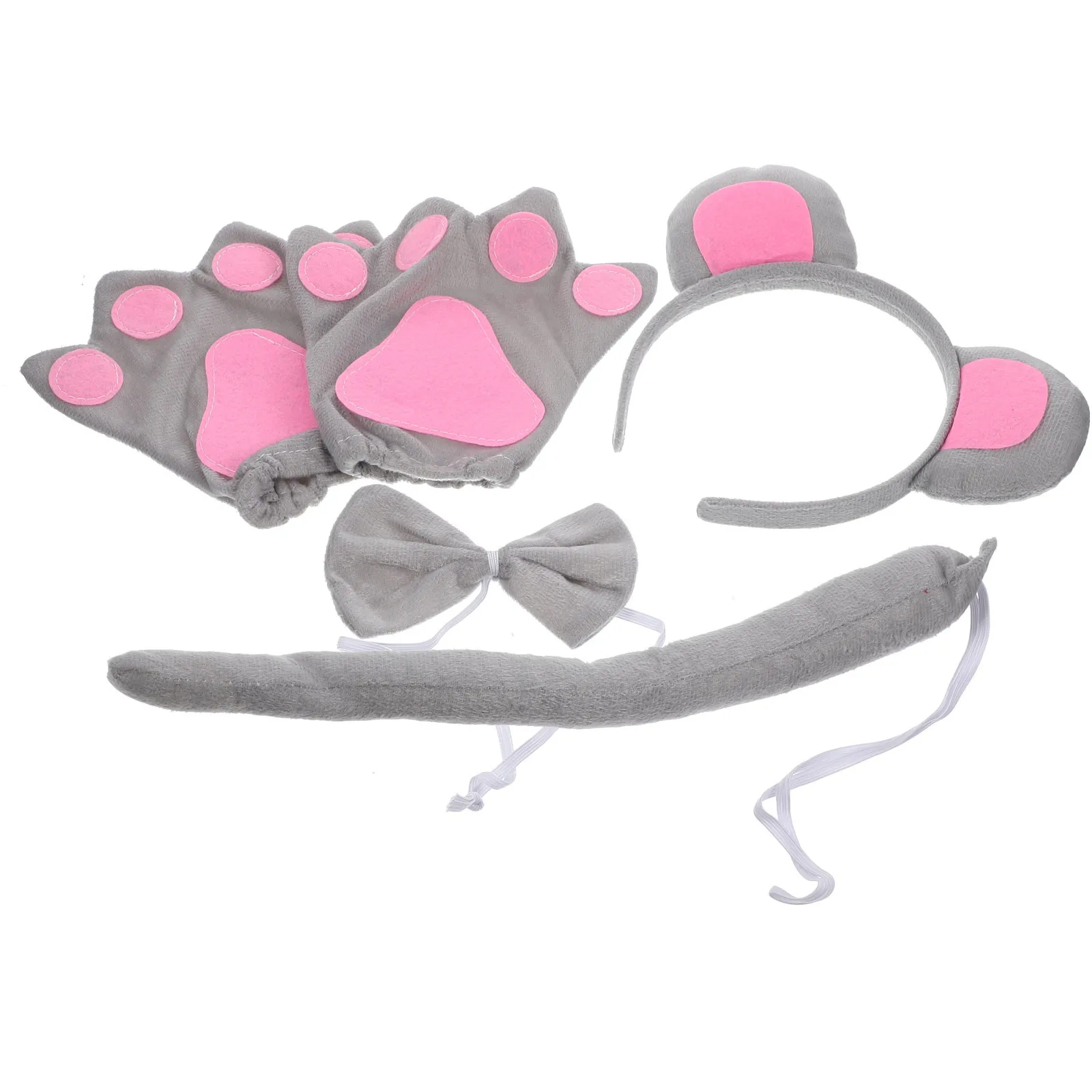 1 セットマウスヘッドバンドテールボウ動物コスチューム軽量パーティー装飾コスプレアクセサリー女性フェスティバル用