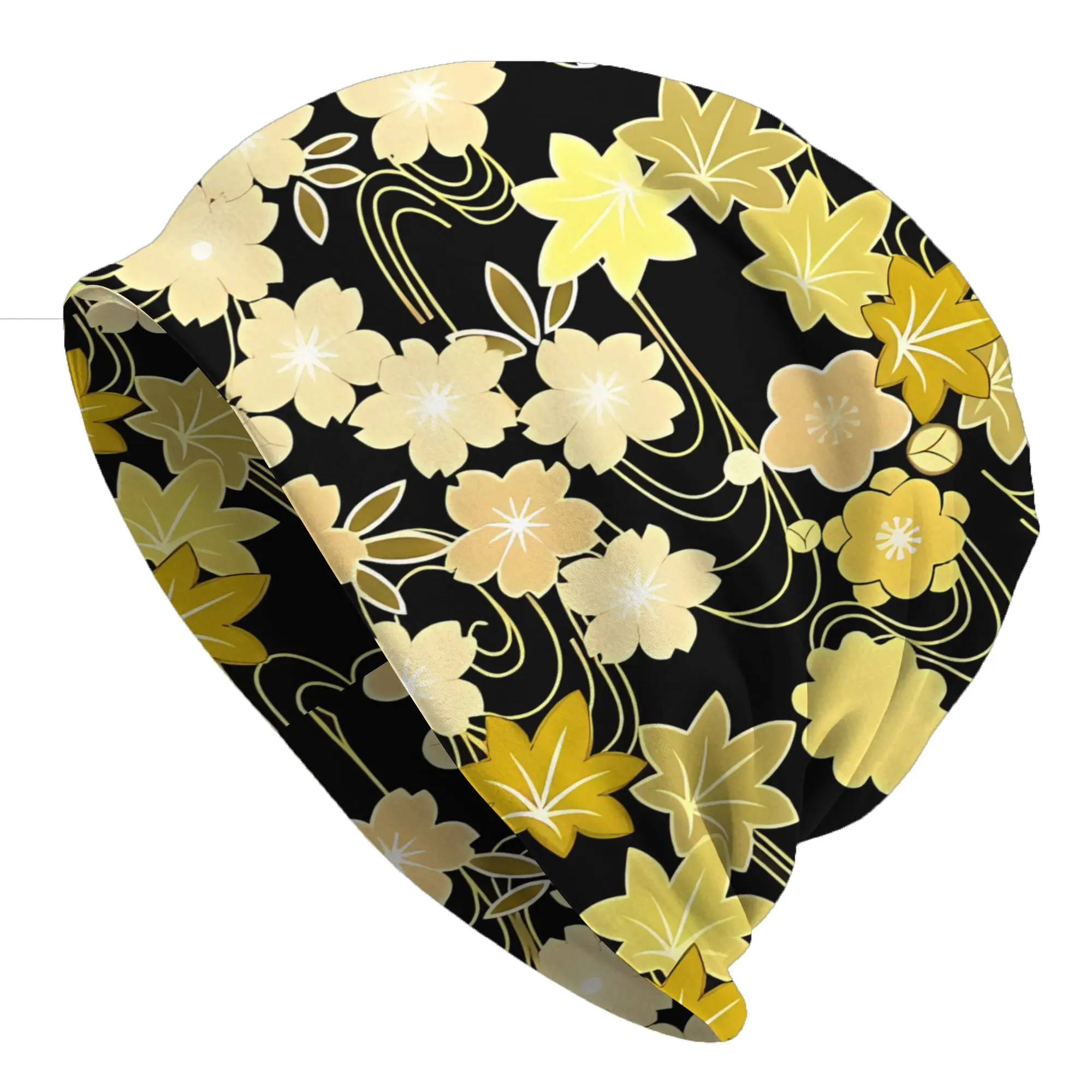Autumn Styles Bonnet  Men Women's Thin Hat Japanese Pattern WAGARA Of Maple Leaves Summer Cap Hip Hop Skullies Beanies Caps