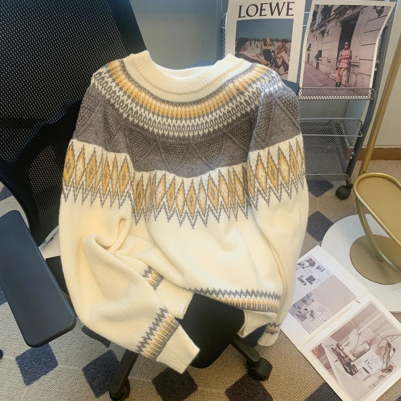 

Women's Christmas Jumper Sweater Vintage 2000s Korean Y2k O-Neck Pullover Knitwear Top Long Sleeves Cashmere Sweater Autumn 2025