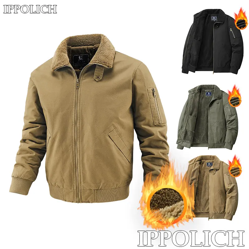 Winter Taktische Jacke Outdoor Männer Fleece Sport Lauf Warme Mantel Einfarbig Stehkragen Atmungsaktive Komfortable Pilot Jacke
