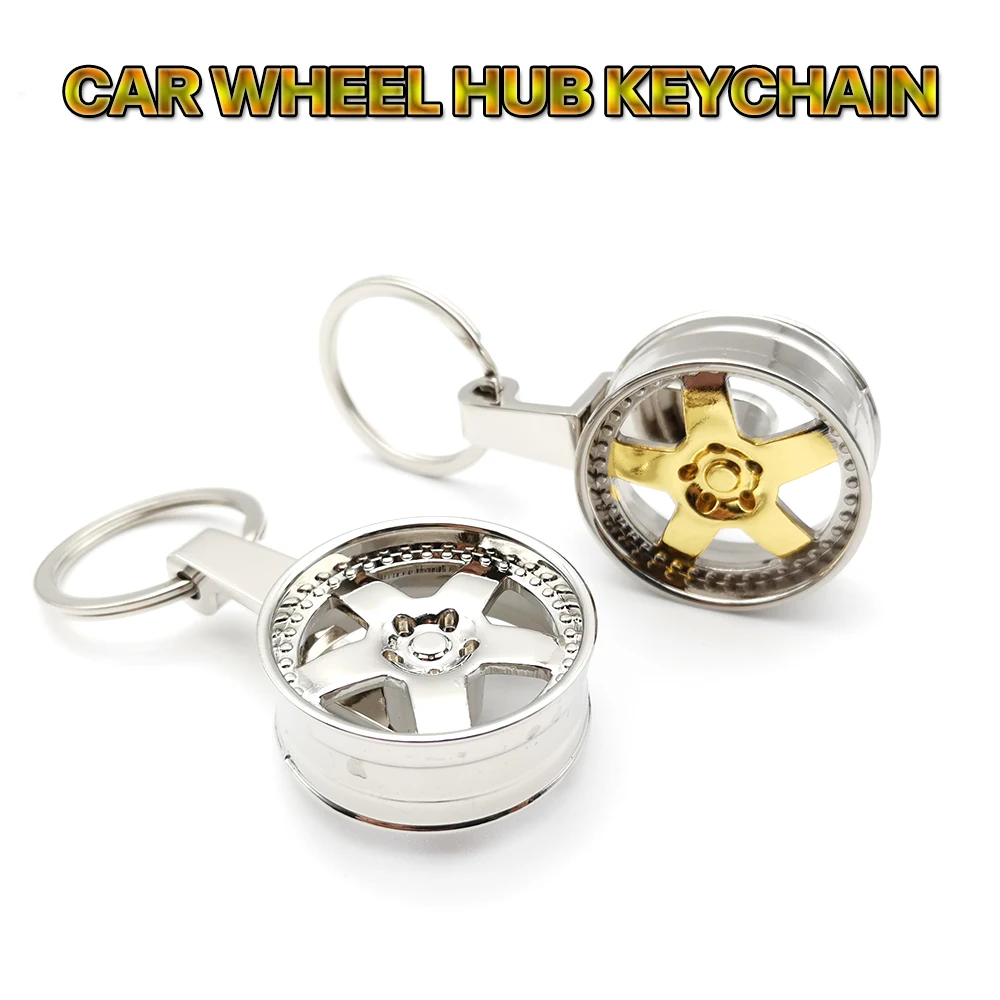 

Fashion Keychain Alloy Car Wheel Hub With drill Key Chain Auto Repair Parts Car Mini Tire Wheel Key Chain For Car Key Decoration