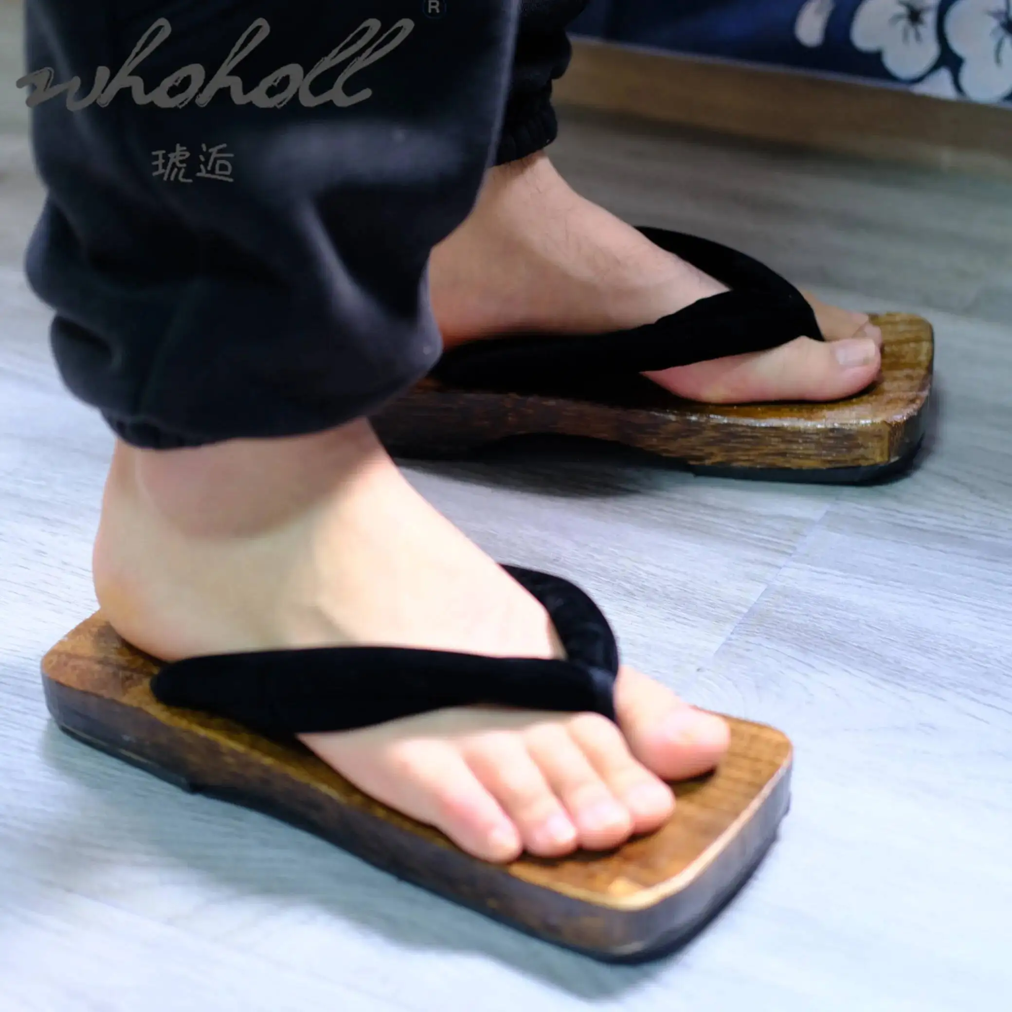 

Man Flat Wooden Slippers Japanese Geta Flip Flops Anime Demon Slayer Wood Thick Sole Coplay Shoes Slippers Clogs Sandals