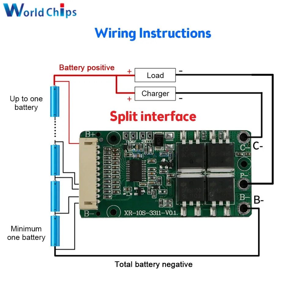 Imagem -06 - Placa de Proteção da Bateria do Lítio Li-íon Lipolymer Bms Pwb Pcm o Mesmo Porto Porto Rachado Placa de Circuito 10s 36v 15a 3mos 4mos