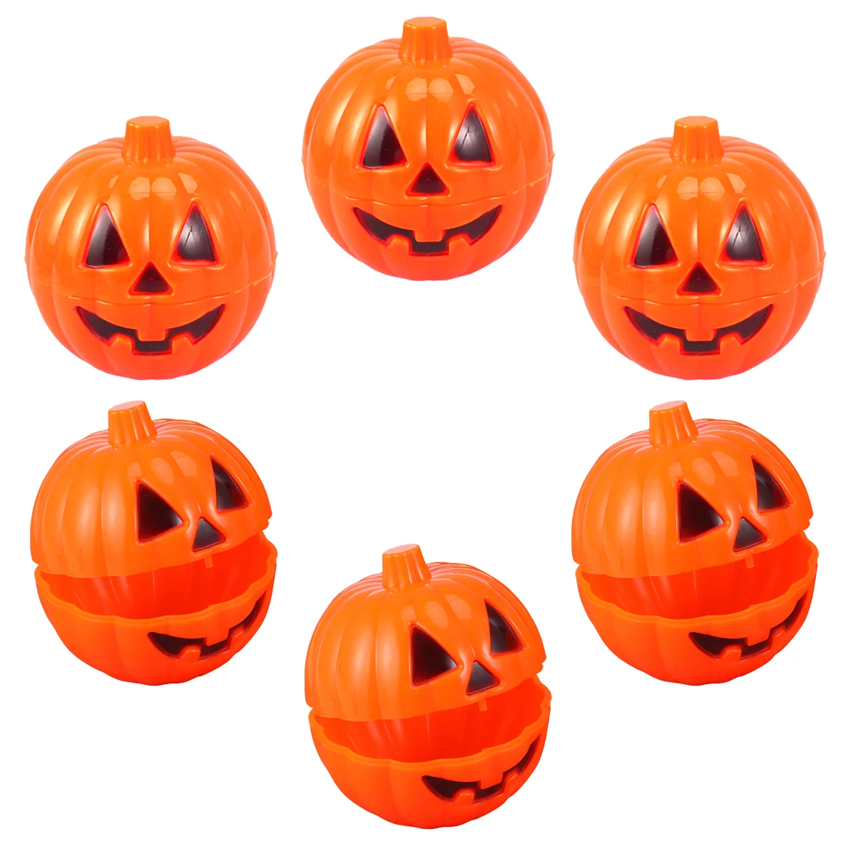 6 Pcs Egg Halloween Small Pumpkin Props Baby Orange Candy Bucket Storage Containers