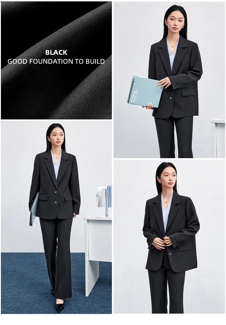 SENTUBILA Einfarbige Blazer für Damen 2026 Herbst Reverskragen Einreihig Zweiknopf Gerade Locker Sitzender Maßgeschneiderter Mantel 153XC8811X – Detail 31