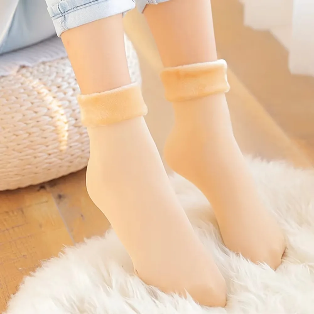 Women's Winter Warm Thickened Ankle Socks Solid Color Soft Comfort Hosiery Cold Proof Daily Outdoor Casual Footwear