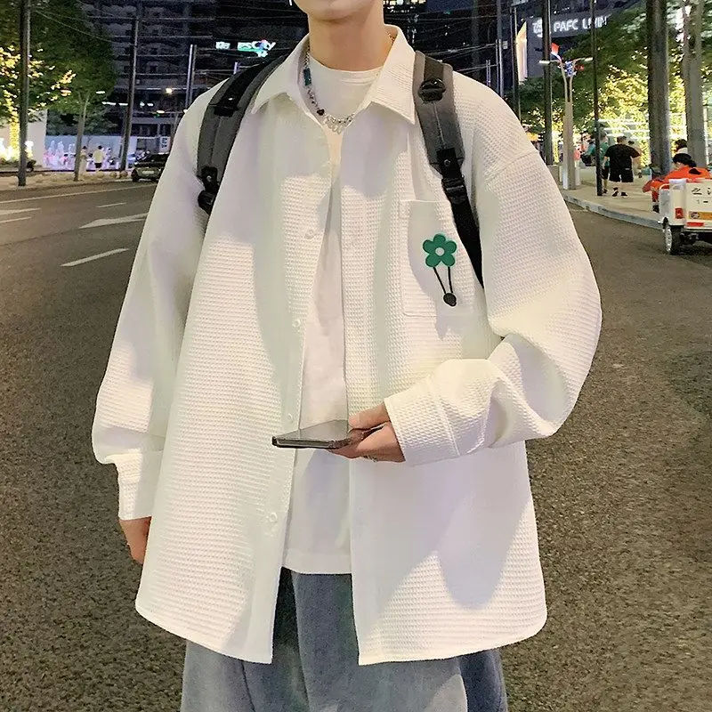 

Casual Long Sleeve Shirt Jacket for Men Autumn 2023 New Trend Brand Design Cool Handsome Student Leisure Top Youth Fashion