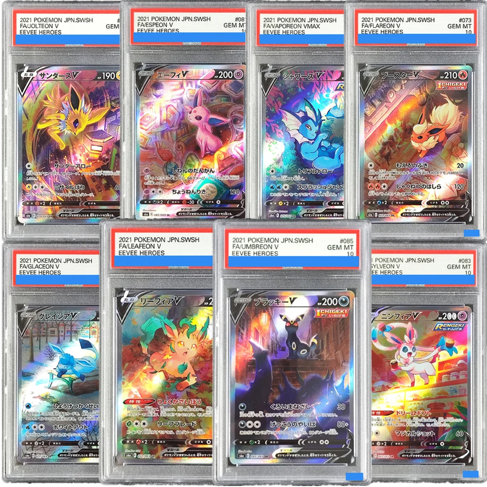 8Pcs Pokemon Cards Japanese Umbreon Leafeon Espeon Sylveon V Eevee Heroes S6A 085/069 Gem Mt 10 Gift Collectibles Trading Cards