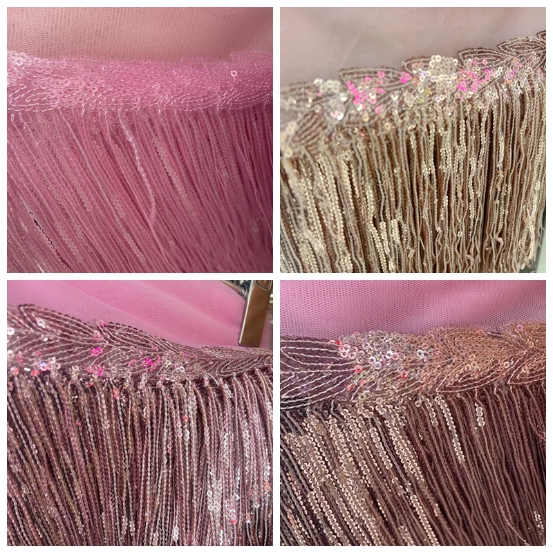 Pailletten-Fransenbesatz für Kleider, 1–10 Yard, goldener Glitzer, Quaste, Nähen, dekorative Hochzeitsaccessoires, Spitzenvorhänge, Tanzkleidung – Detail 8