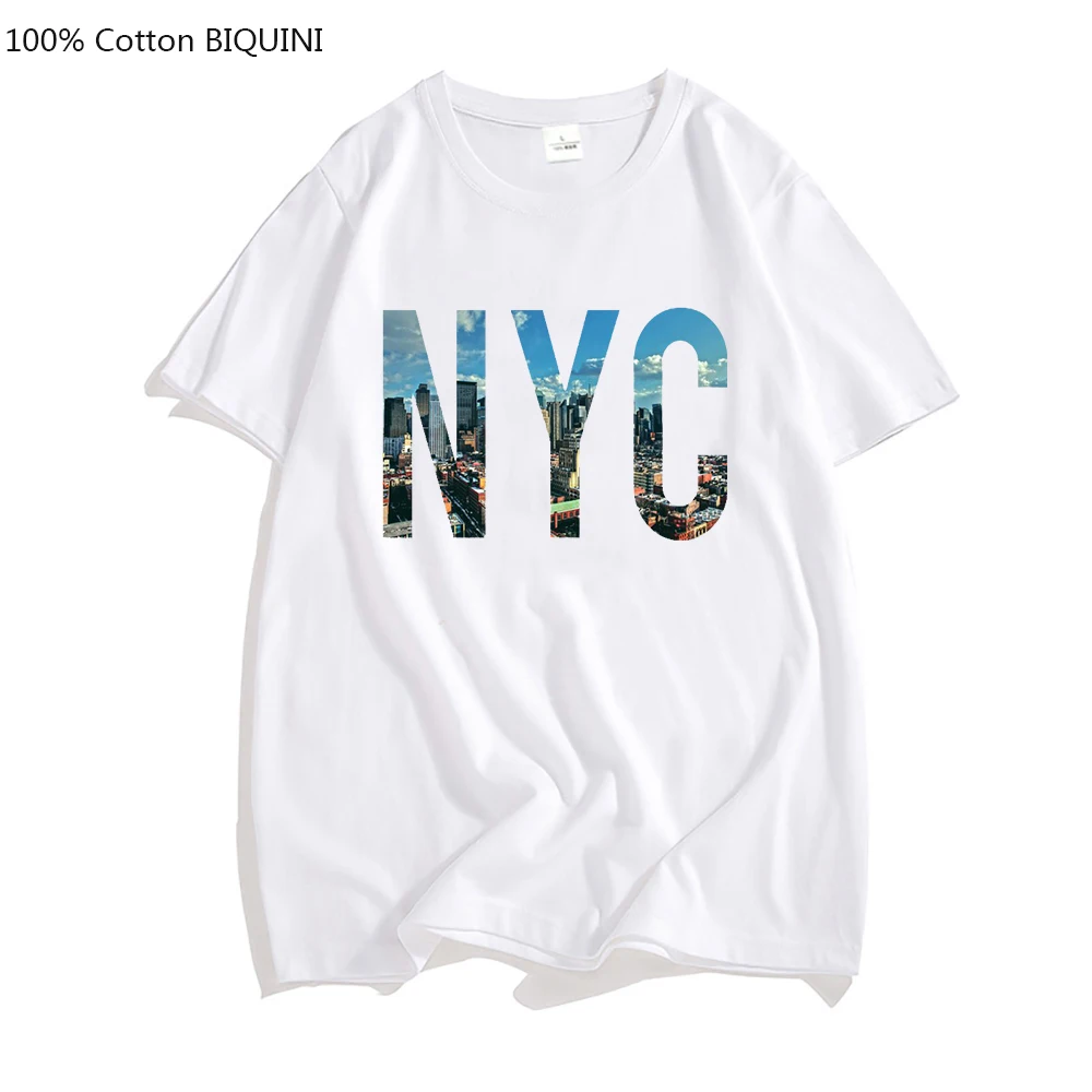 NYC New York Letter Printing Tshirt 100% Cotton shirts for Men/women Graphic Summer Top Casual Oversized Male Streetwear T-shirt