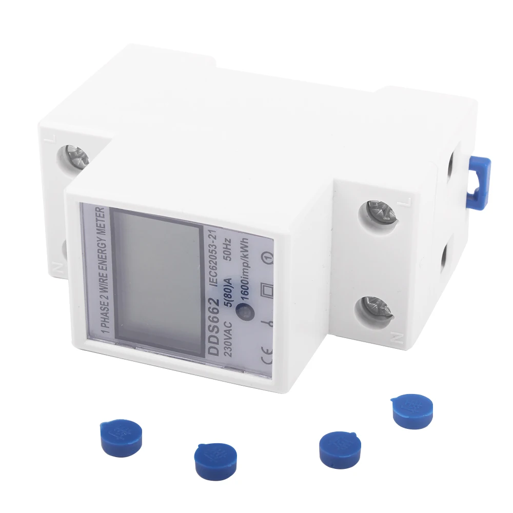 AC 230V Single Phase Two Wire LCD Digital Display Wattmeter Power Consumption Energy Electric Meter kWh 50Hz Electric Din Rail