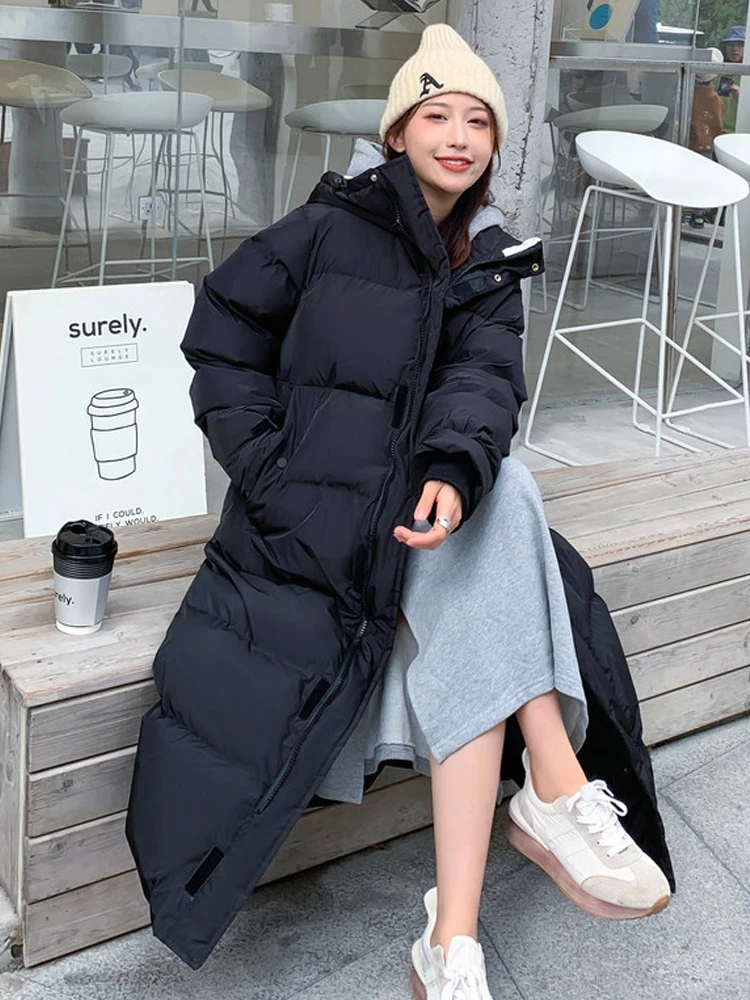 Long Parkas Women Oversized Down Padding Coats Female Winter Fashion Thick Warm Jackets Ladies Casual Loose Hooded Outerwears