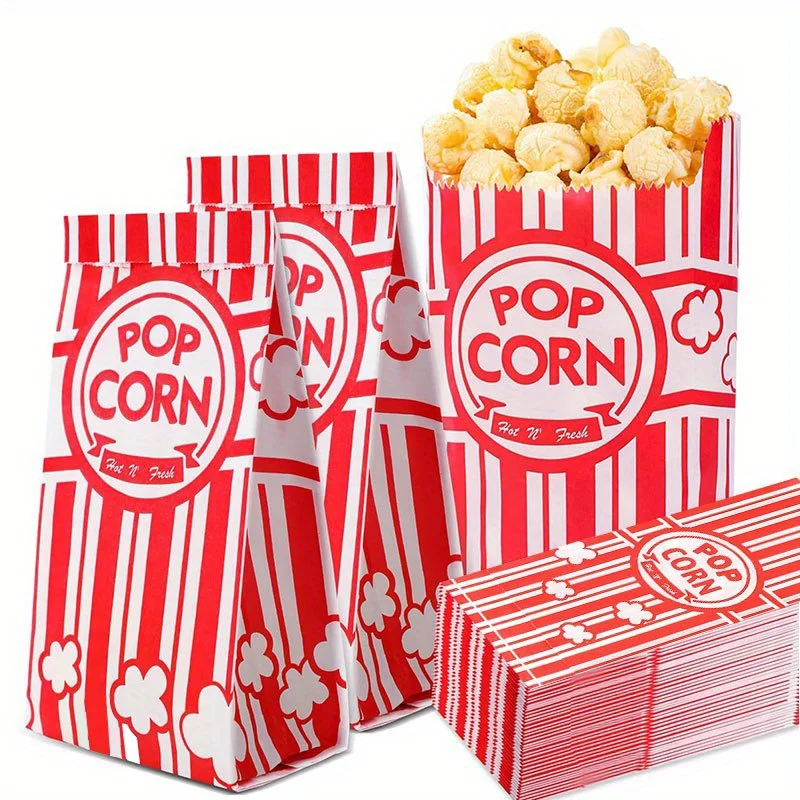 Bolsas de palomitas de maíz para porciones individuales, bolsa de comida de palomitas de maíz de papel para fiesta de boda, barra de palomitas de maíz, paquetes de regalo para aperitivos, suministros de noche de película, 20/50 Uds.