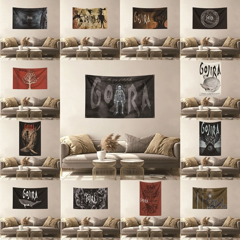 Gojira Music Flag Banner Vivid Color Fade Resistant With Metal Grommets Outdoor Garden Yard Indoor Dorm Room Wall Hanging Decor