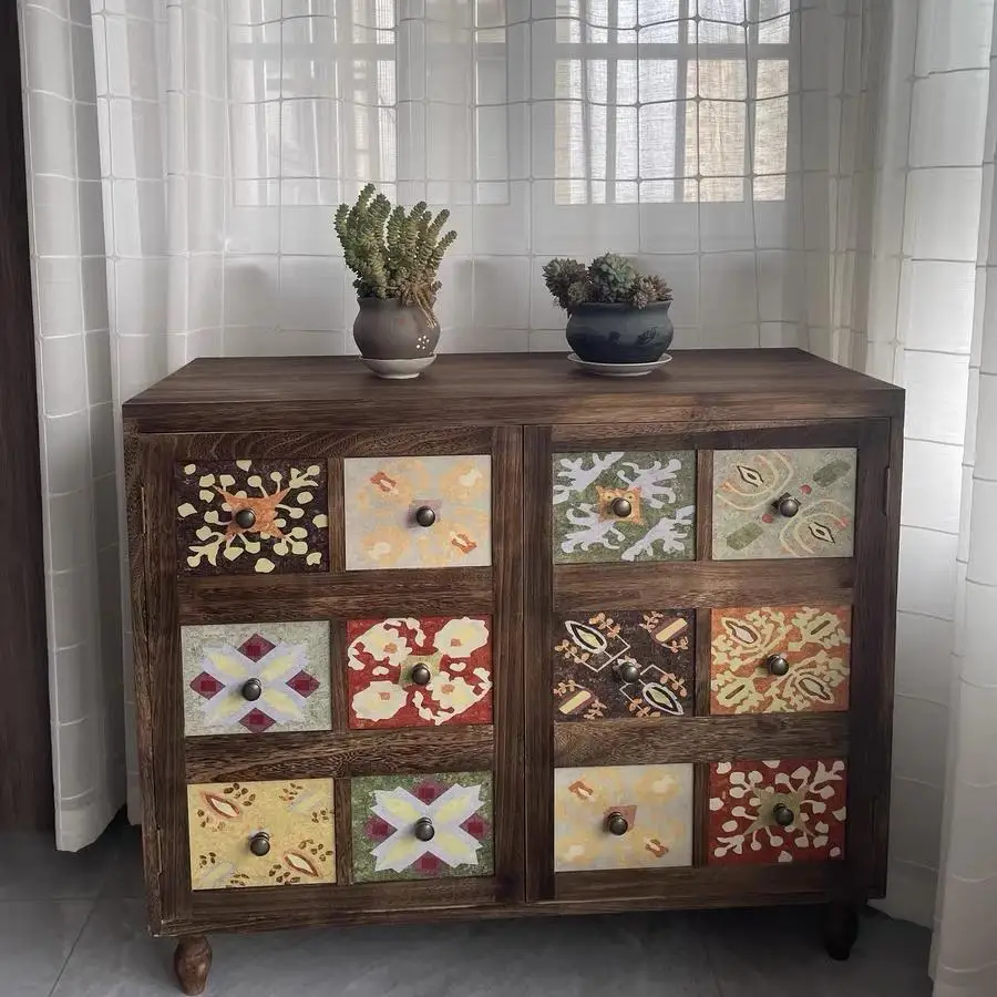 American home door shoe cabinet solid wood living room balcony locker retro painted large capacity entrance cabinet foyer