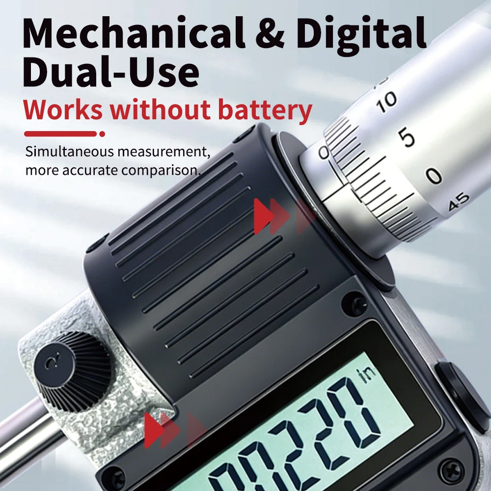 Guanglu Digital Outside Micrometer 0-25/25-50/50-75/75-100/100-125mm Resolution 0.001mm mm/inch Electronic Measuring Instrument