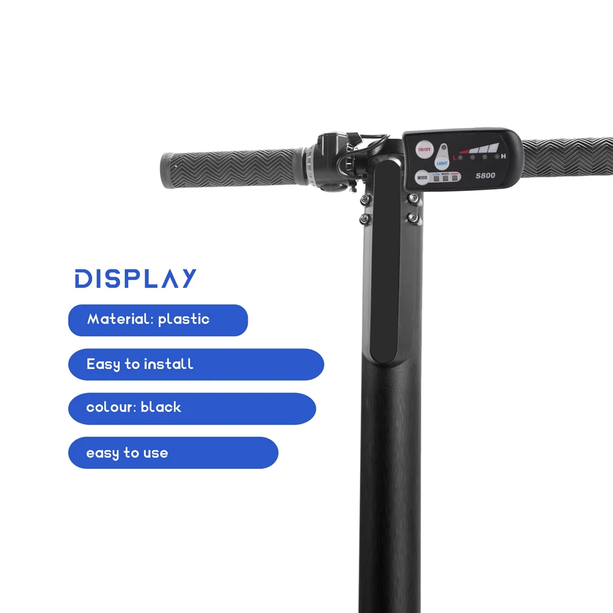 Painel de controle LED Display para bicicleta elétrica, conector à prova d'água, medidor LCD, controlador Ebike, 5 pinos, S800, 36V, 48V