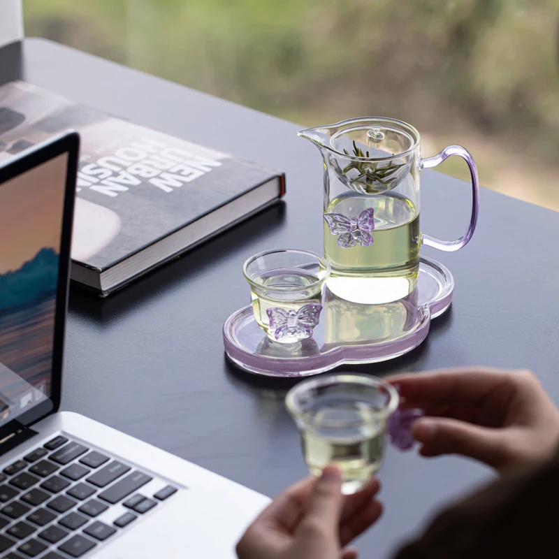 Elegant Glass Teapot Borosilicate Blooming Tea Kettle Women's Transparent Tea Infuser Japanese Tea Room Serving Teaware Sets