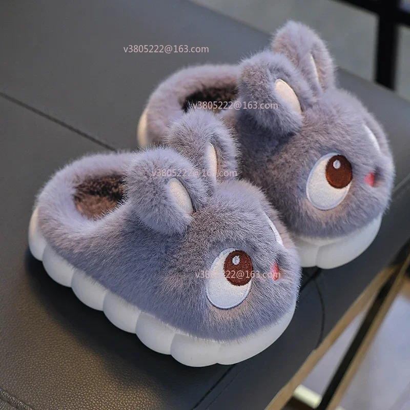 2024 جديد لطيف أرنب الأطفال الكرتون شبشب شتوي مريح أحذية منزلية دافئة بنين بنات داخلي المنزل رقيق النعال