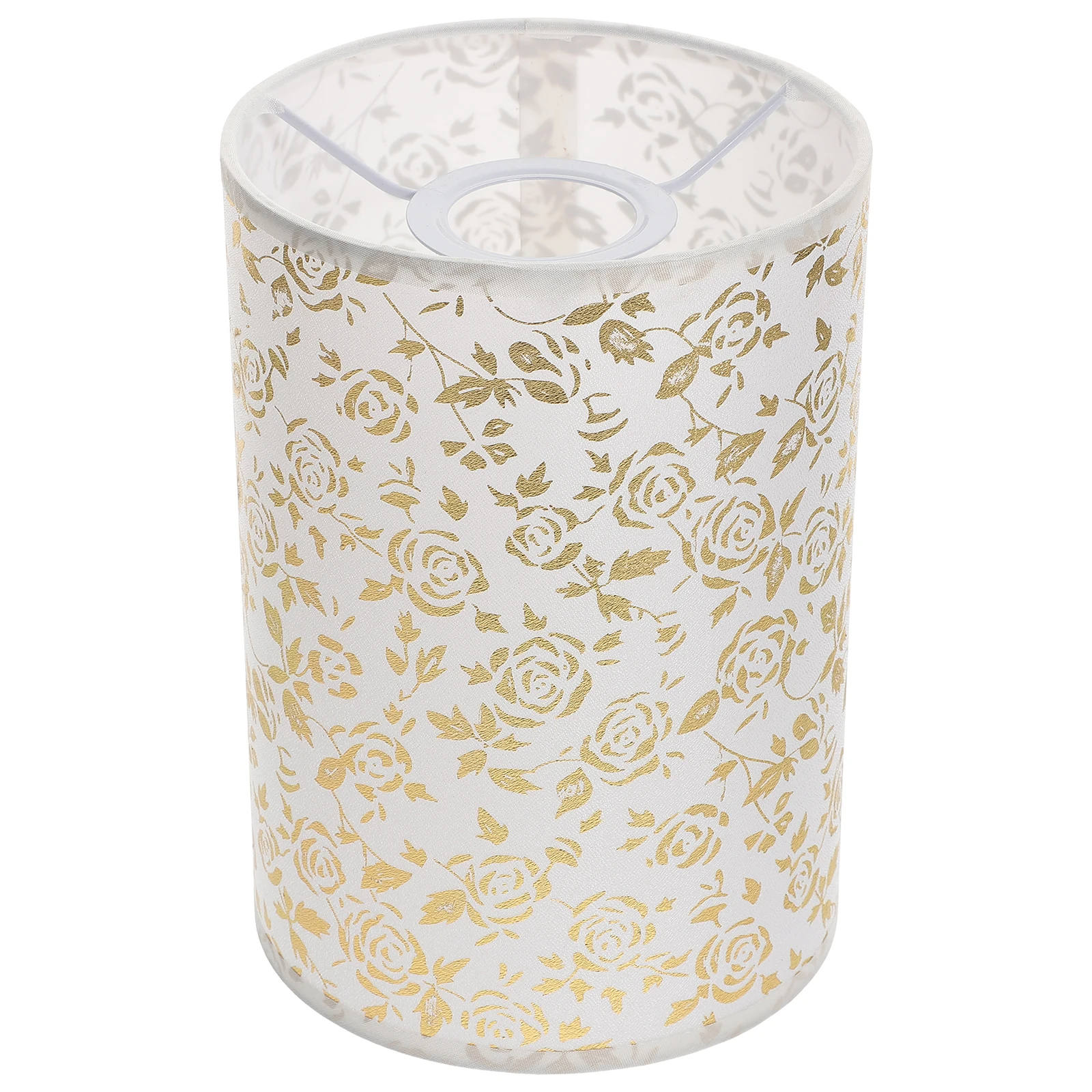 Rose Fabric Lampshade Small Desk Light Cloth Pleated Metal E27 Base Bulb Bedroom Living Room Study Office Modern Pattern Simple