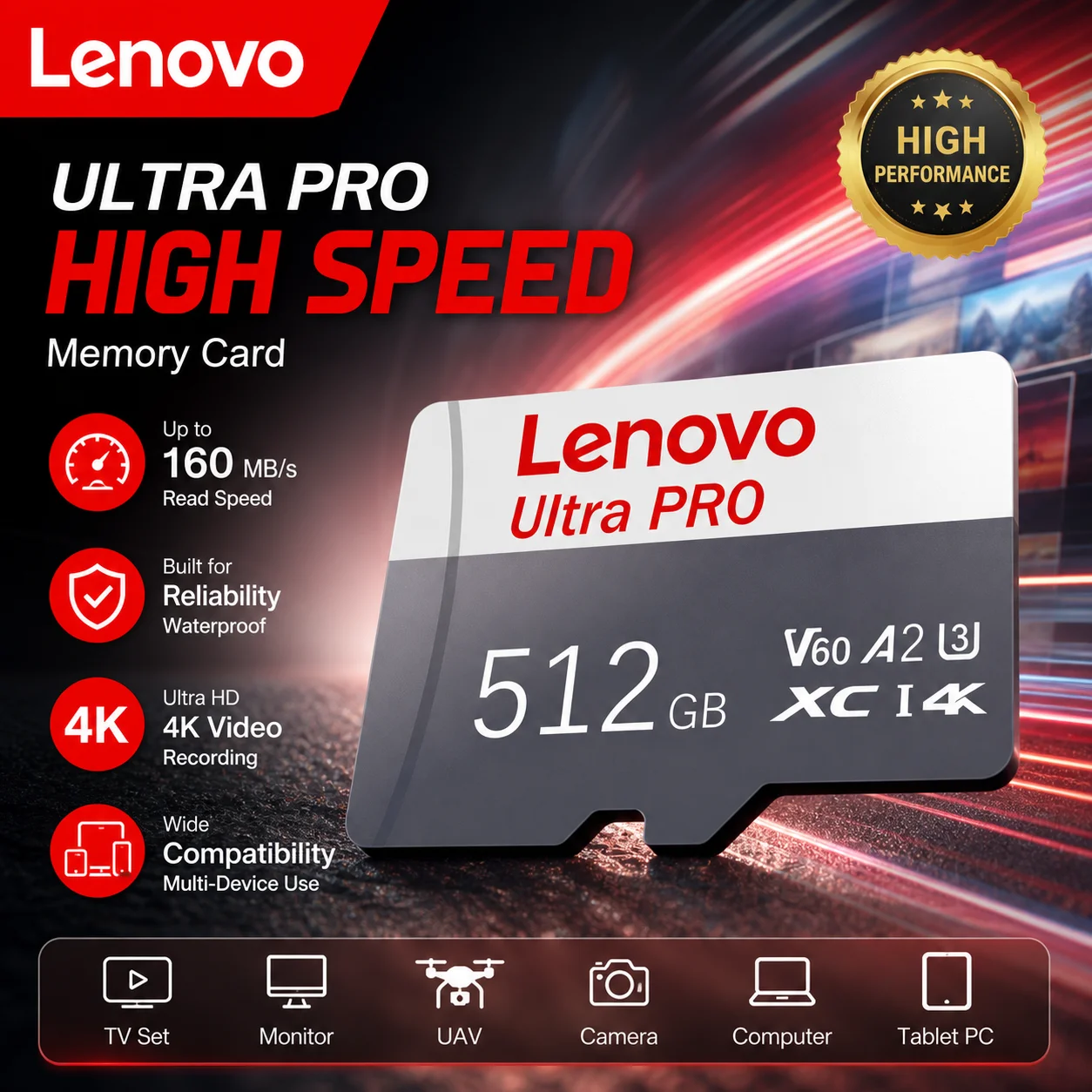 Lenovo 128GB High Speed Expansion Mobile Phone Memory Card TF Card SD Card 512GB Micro TF SD Card For Nintendo Switch Camera