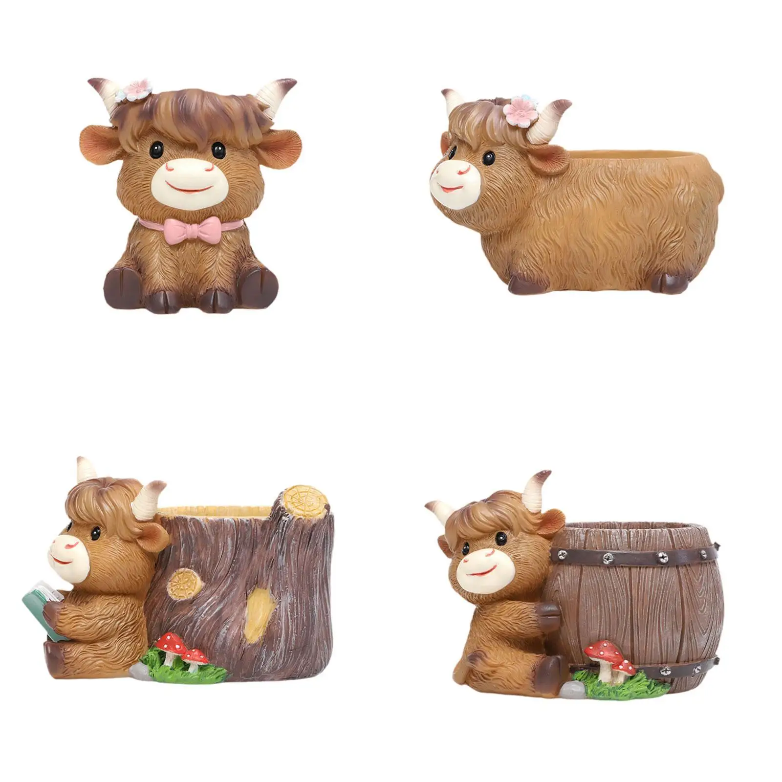 

Cute Cow Planter Plant Pot Cow Sculpture Home Decoration Cow Shaped Gift Flower Pot Cattle Figurine for Garden Balcony Desk