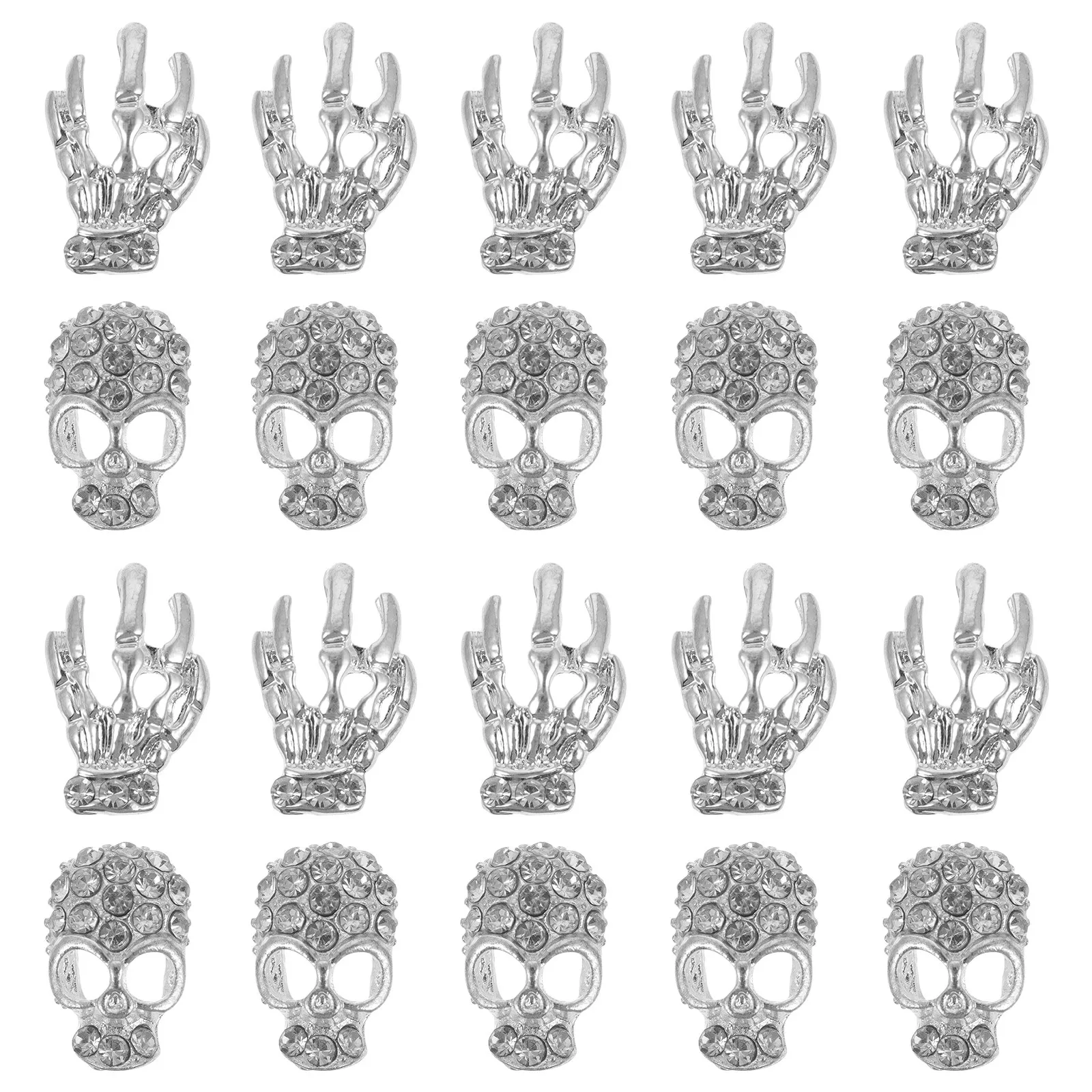 40Pcs 해골 머리 네일 스터드 매니큐어를위한 3D 장식품 DIY 네일 아트 장식 라인 석 쥬얼리 액세서리 매니큐어 스티커