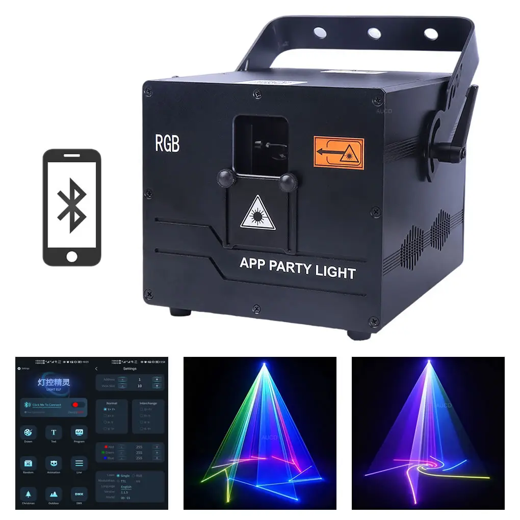 

10W-15W RGB Animation Scan Laser Projector Stage Lights Android / Apple Bluetooth APP Edit ILDA DMX RJ45 FB3 FB4 Program Support