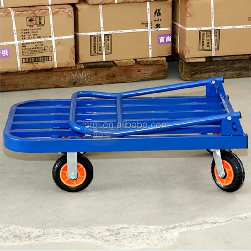 (customized)Warehouse Portable Carrying Goods Hand Pushing Mobile Small Truck Climbing Ladder Trolley Cart PU Wheel Easy Folding