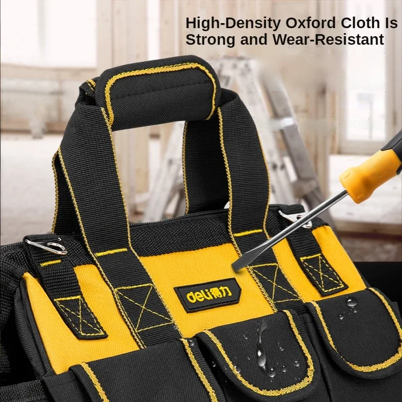 Deli 13/16/17/18 Inch Wear-resistant Electrician Tool Bag Thickened Durable Hardware Tool Pouch Large-capacity Tool Storage Bag