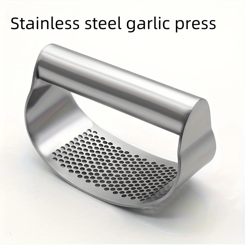 1 garlic presser - stainless steel circular garlic presser - garlic paste maker - household arc-shaped minced garlic device - ma