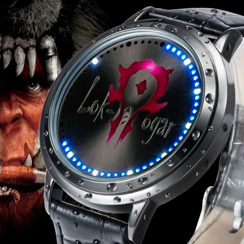 World of Warcraft LED Touchscreen Waterproof Anime Watch Human Alliance Lothar Orc Tribe Durotan