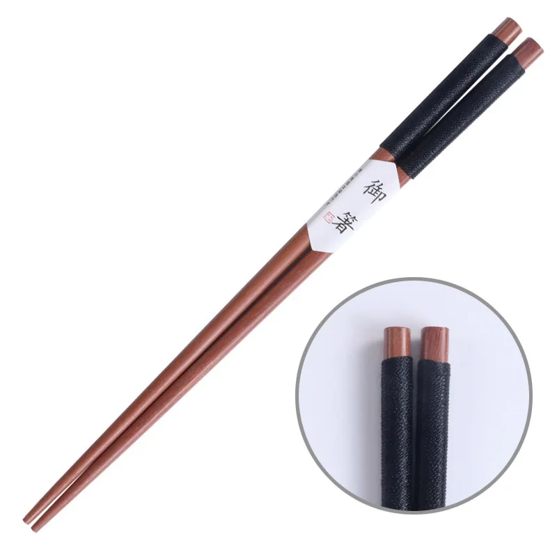 Handmade Japanese Natural Chestnut Wood Sushi Chopsticks Set Value Gift Sushi Chinese Food Tie Line Tableware