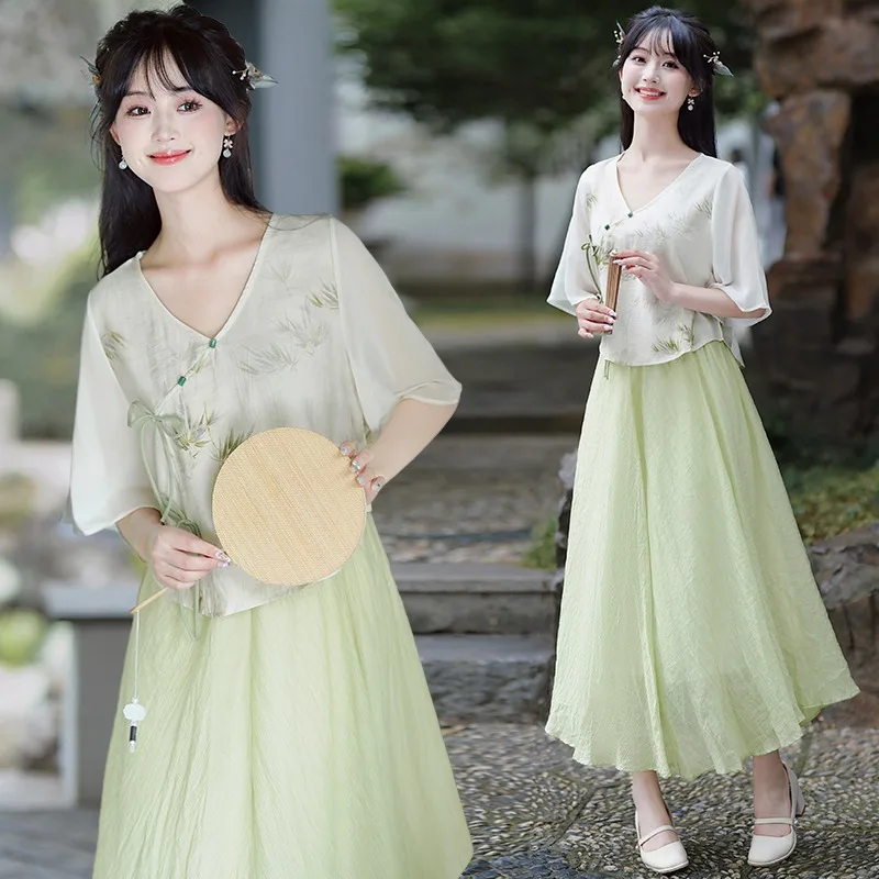 

Новинка 2023 года, рубашка Hanfu, ретро блузка Cheongsam, женский элегантный костюм Тан в китайском стиле для девочек, верхняя традиционная одежда в национальном стиле