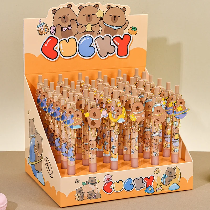 

36pcs/lot Kawaii Capybara Press Gel Pen Cute 0.5mm Black Ink Signature Pens Promotional Gift School Supplies
