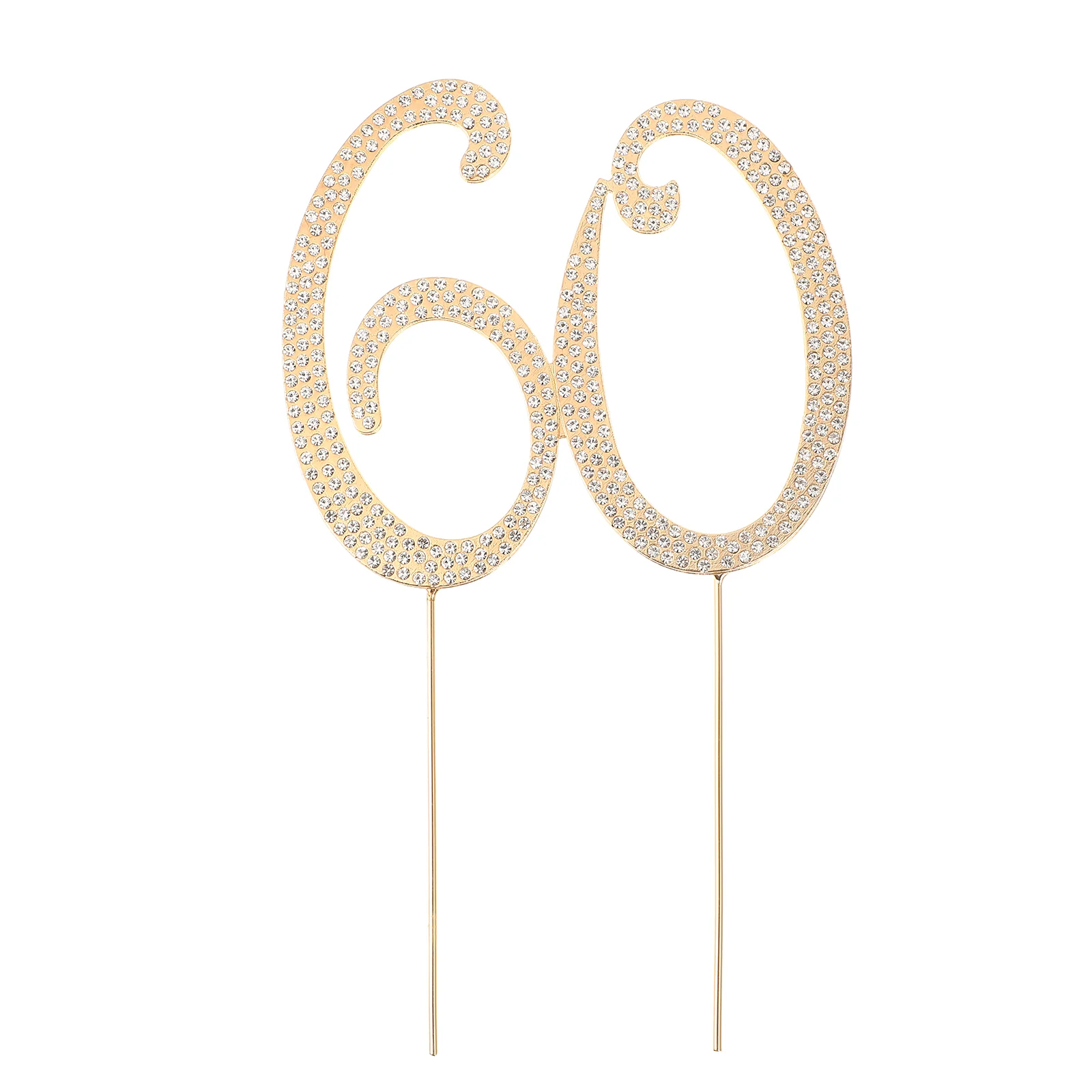 

STOBOK 60 Cake Topper Sparkly Rhinestones Cake Topper Cake Decoration for 60th Birthday Anniversary Party (Gold)