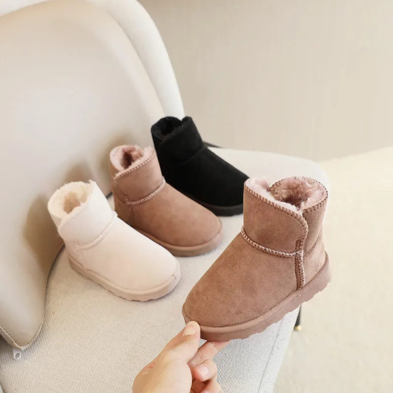 2022 Warm Children's Snow Boots Boys and Girls Short Boots Thickened Children Plus Cashmere Cotton Shoes Winter Non-slip