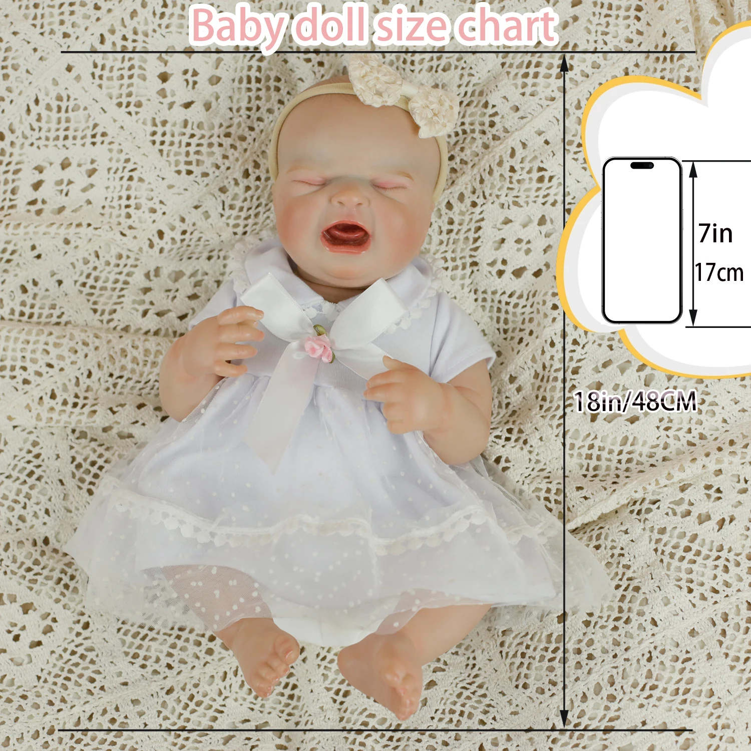 

18-дюймовая готовая кукла реборн «BABY'S FIRST CRY» с 3D-кожей ручной работы, реалистичная, мягкая на ощупь, многослойная, игрушки для рисования, подарки